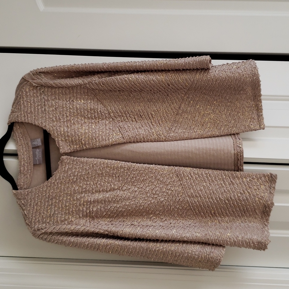 Chico's Traveler's Collection, Cardigan, size 2, metallic beige
